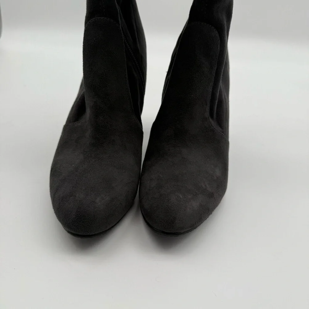 SAM EDELMAN KENT over the knee heeled suede boot dark grey